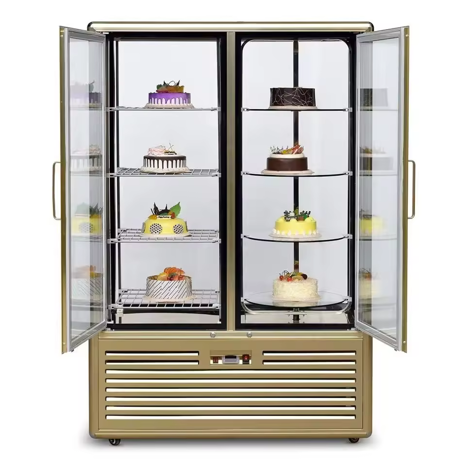 Golden 4 Side Glass Cake Display Refrigerator - Image 2